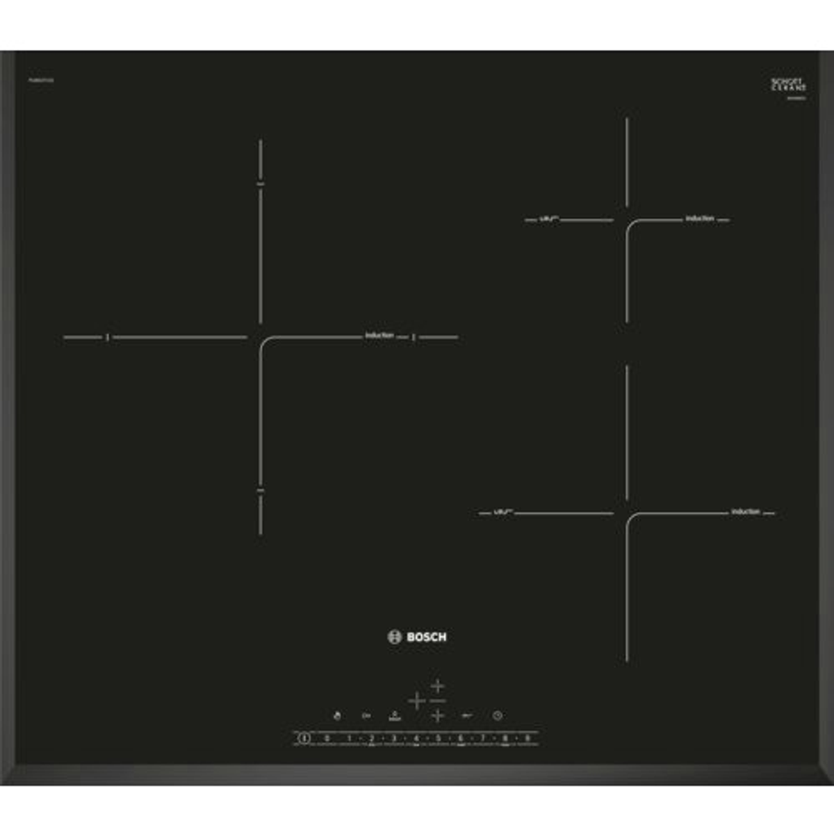 Placa de vitrocerámica - PIJ651FC1E BOSCH, Eléctrica, 3, Negro