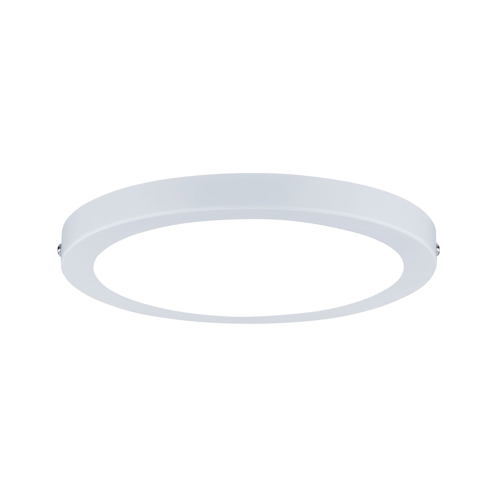 Eine weiße, kreisförmige LED-Leuchte mit schwarzem Hintergrund.