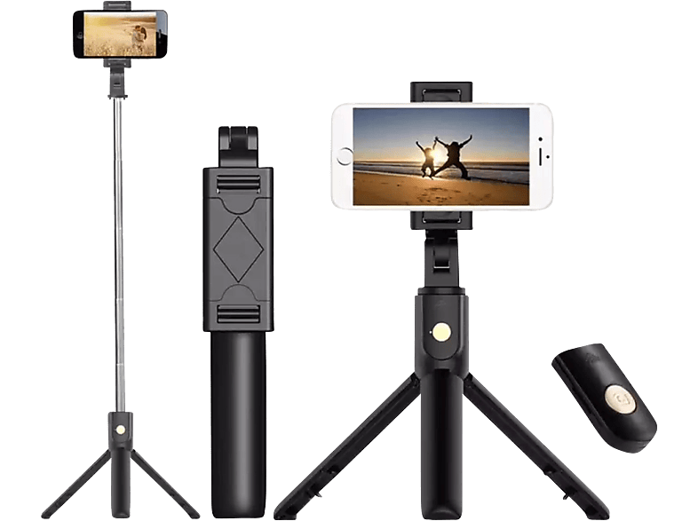 INF Selfiestick und Tripod mit Bluetooth Fernbedienung Selfie Stick