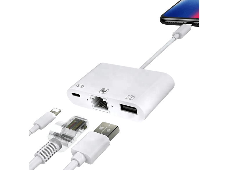 ENGELMANN Lightning und USB Kamera und Lightning Adapter, Weiß