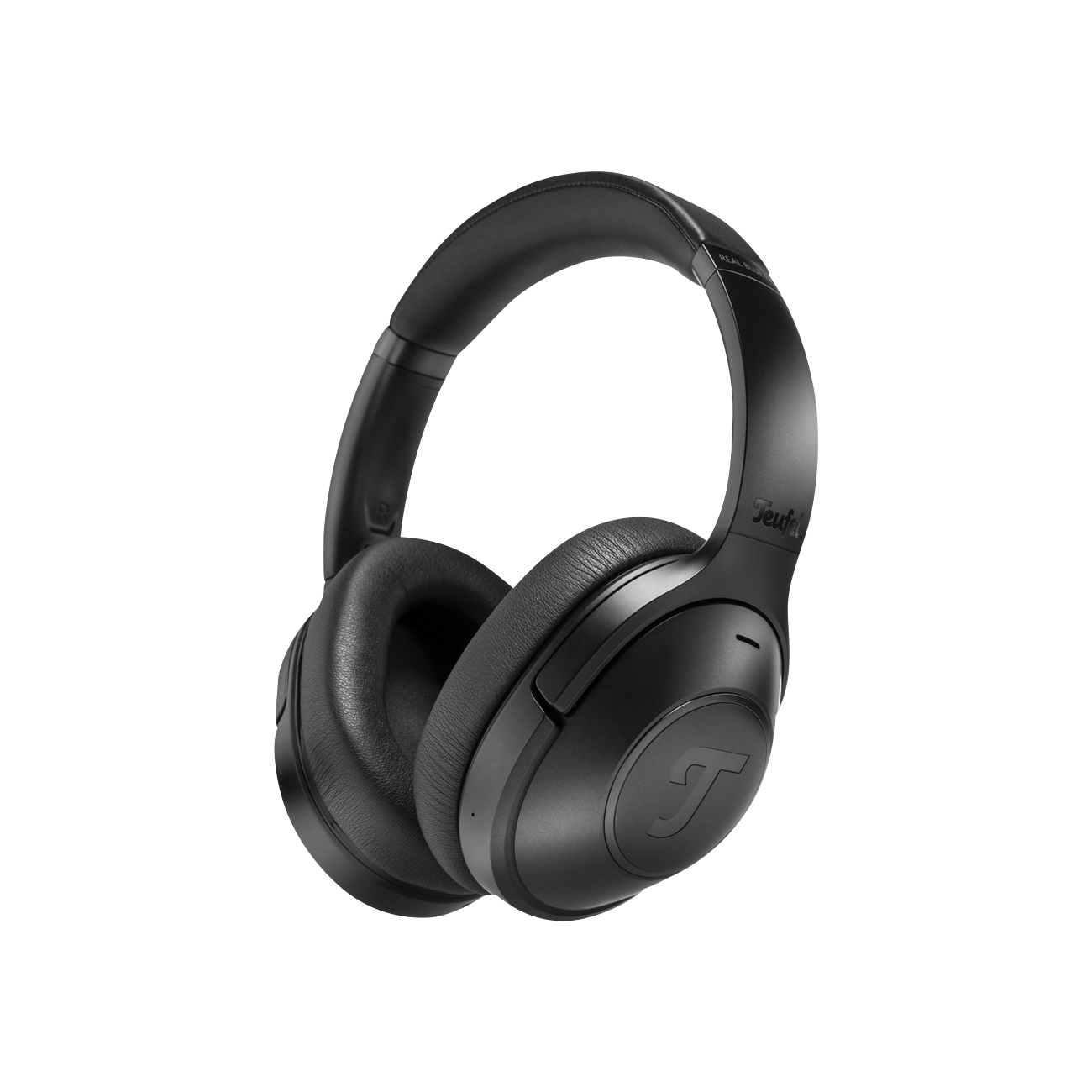 Schwarze Over-Ear-Kopfhörer mit Markennamen auf der Seite.