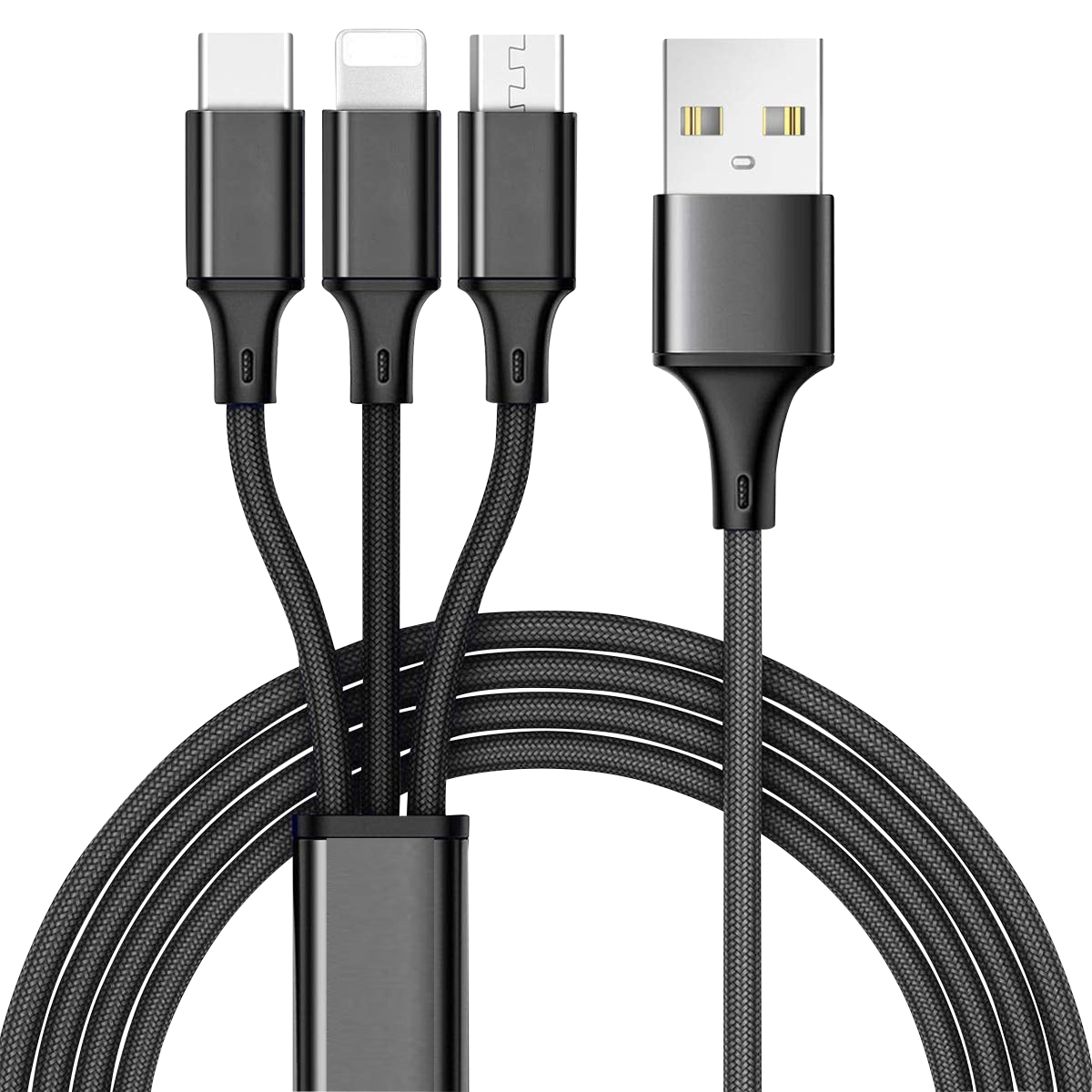 Micro Ladekabel VENTARENT und Xiaomi C 1 Redmi, Micro & Samsung USB zu 3 USB für in iPhone, Apple Galaxy USB), Schwarz USB Lightning C Lightning, / Ladekabel USB 100 cm, / Typ (Multicharger