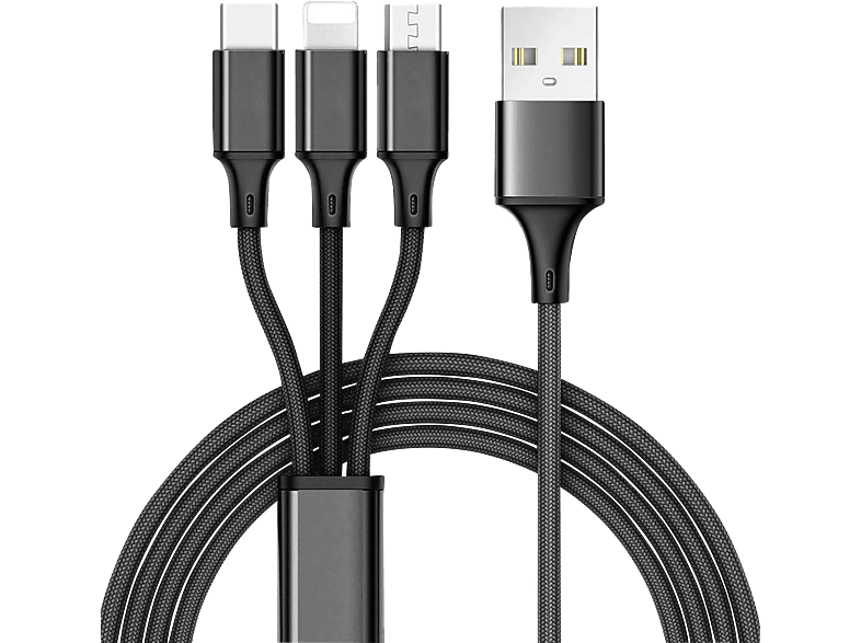 VENTARENT 3 Micro USB Apple USB / Samsung USB), Schwarz und USB Xiaomi 100 Lightning, (Multicharger Ladekabel zu C Galaxy in Redmi, cm, Lightning Micro USB C & Ladekabel 1 für Typ / iPhone