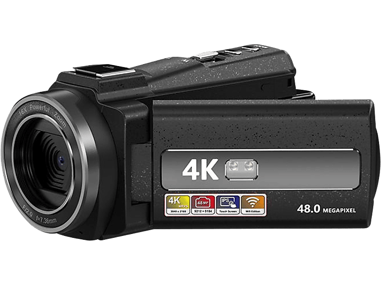 INF Camcorder 4K UHD, 48MP, 16x Zoom, Weitwinkel, 32GB Speicherkarte