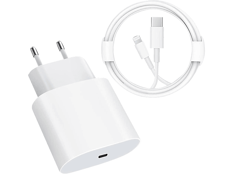 ENGELMANN Power Adapter mit Kabel für Apple iPhone 20W Ladegerät APPLE, 5 Volt, Weiß