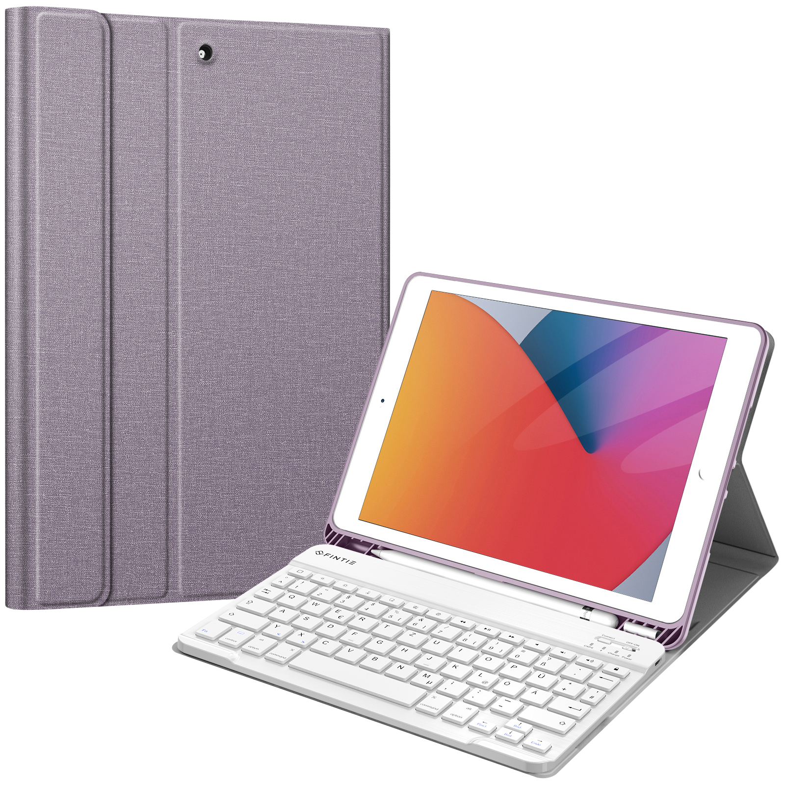 Generation (9/8/7 iPad + Zoll - Apple, Tastatur, FINTIE 2021/2020/2019), Hülle 10.2 Bookcover, Lavendel
