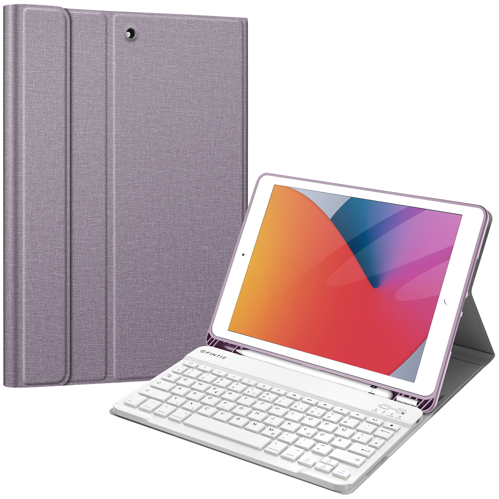 FINTIE Hülle iPad Apple, Bookcover, (9/8/7 10.2 Tastatur, 2021/2020/2019), Zoll Lavendel + Generation 