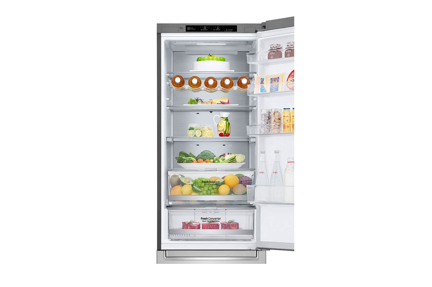 FRIGORIFERO COMBINATO LG GBB92STBAP, 2 Porte, L 59.5 cm, No Frost, Capacità netta totale 384 l, Rumorosità: 35 dB(A), 4 ripiani, Dimensioni: L 595 mm A 2030 mm P 675 mm, Acciaio inox, Classe A