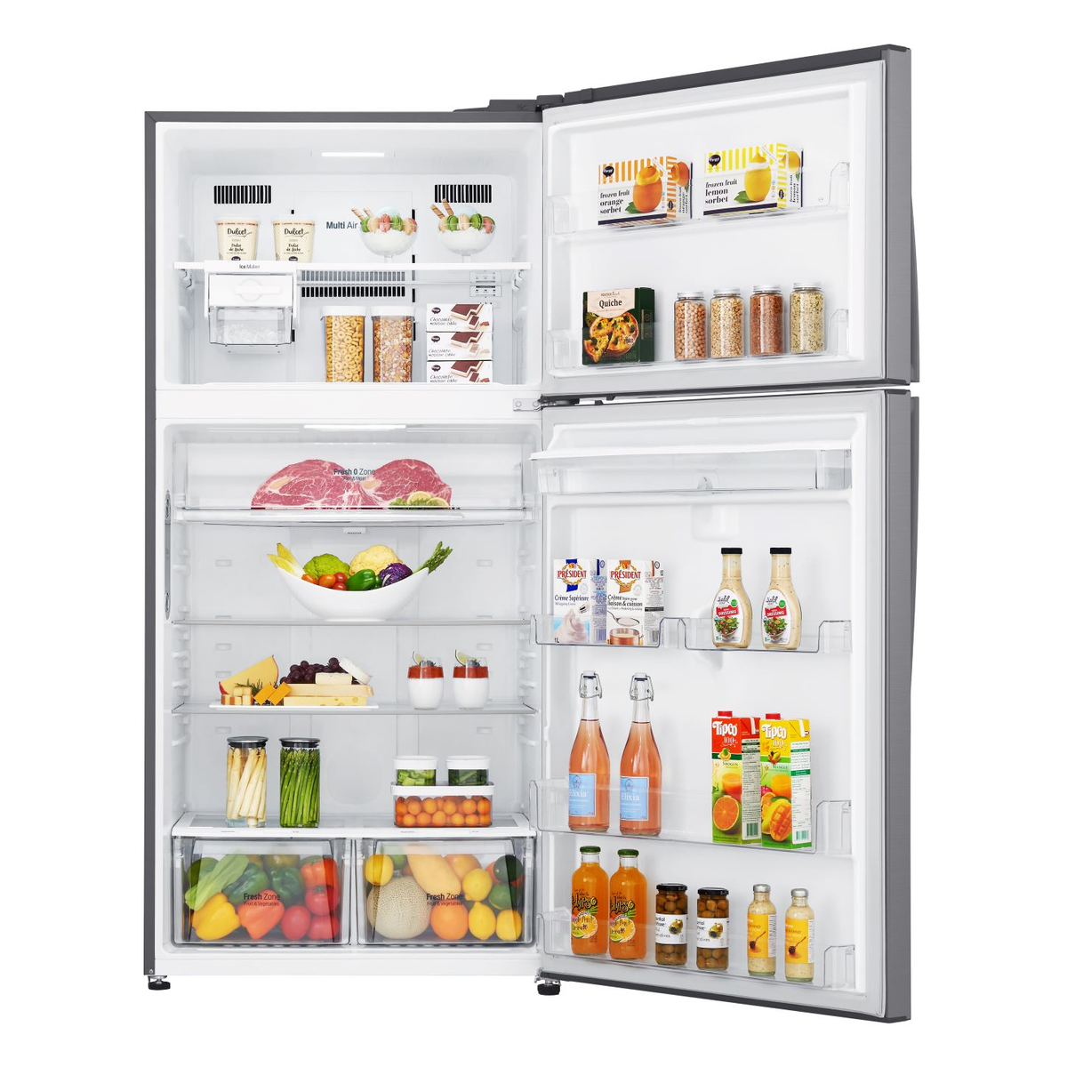 FRIGORIFERO COMBINATO LG GTF916PZPYD, 2 Porte, L 86 cm, No Frost, Capacità netta totale 592 l, Rumorosità: 38 dB(A), LAN wireless, Dispenser acqua, 1 ripiani, Dimensioni: L 86 cm A 1840 mm P 73 cm, Stainless steel, Classe E