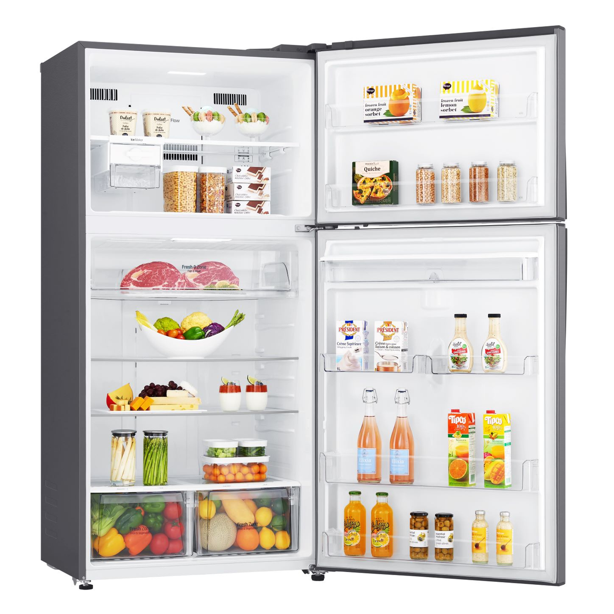 FRIGORIFERO COMBINATO LG GTF916PZPYD, 2 Porte, L 86 cm, No Frost, Capacità netta totale 592 l, Rumorosità: 38 dB(A), LAN wireless, Dispenser acqua, 1 ripiani, Dimensioni: L 86 cm A 1840 mm P 73 cm, Stainless steel, Classe E
