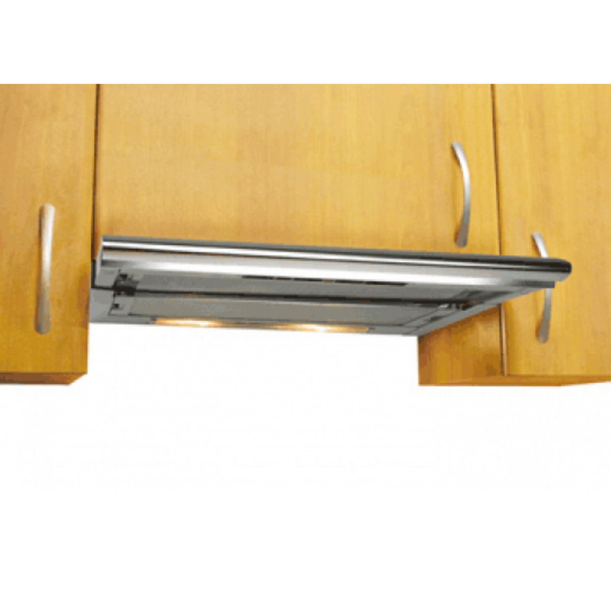 Una campana extractora de cocina bajo armario con luz.
