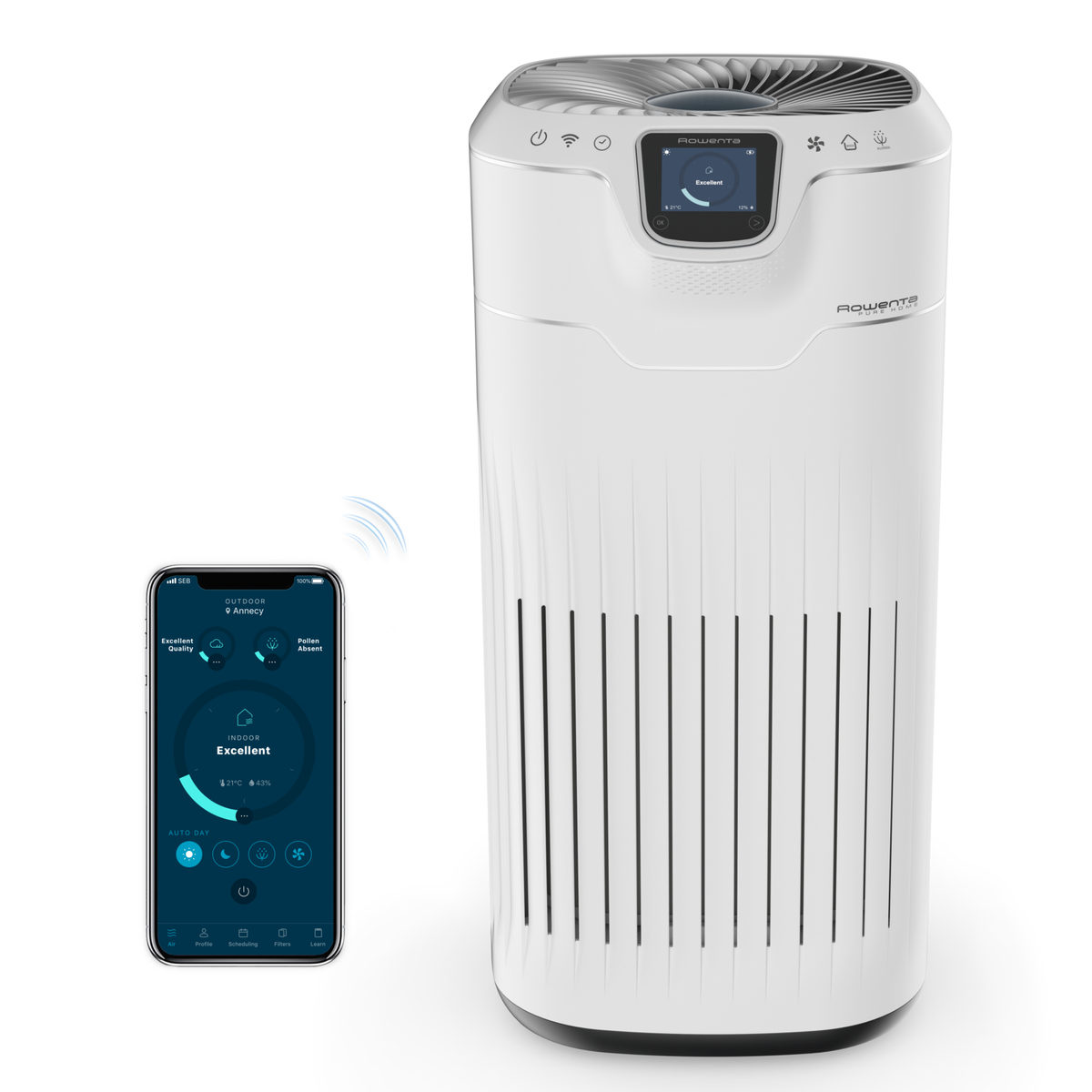 Purificador de aire - PU8080 ROWENTA, 60 W, Blanco