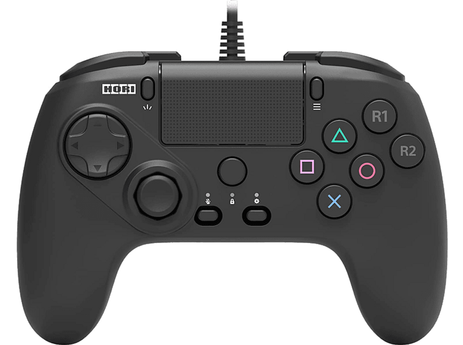 Czarny kontroler Hori do PlayStation, z widocznymi przyciskami i krzyżakiem.