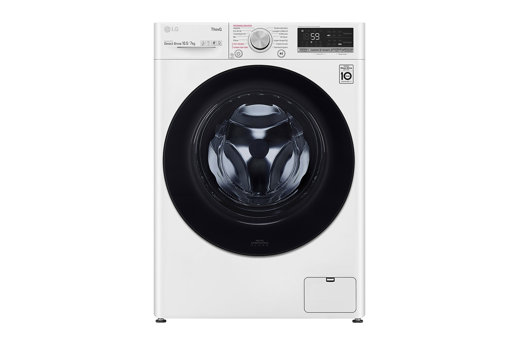 Lavadora secadora - LG F4DV5010SMW, 10,5 kg, 7 kg, Sí, Blanco