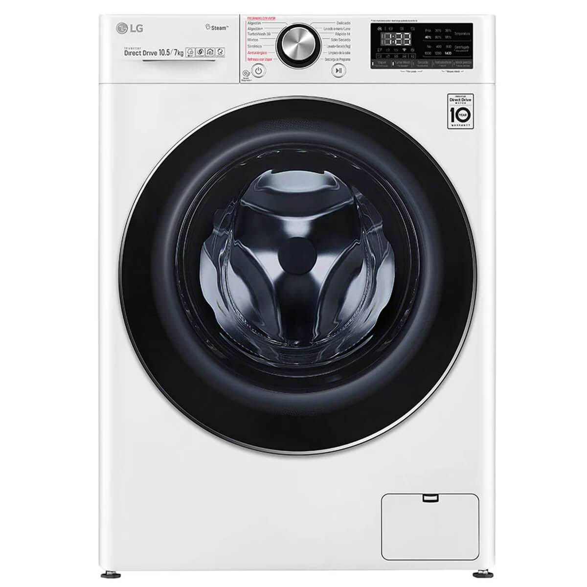 Secadora - F4DV7510S2W LG, Lavasecadoras, Independiente, 7 kg, 14 programas, Blanco