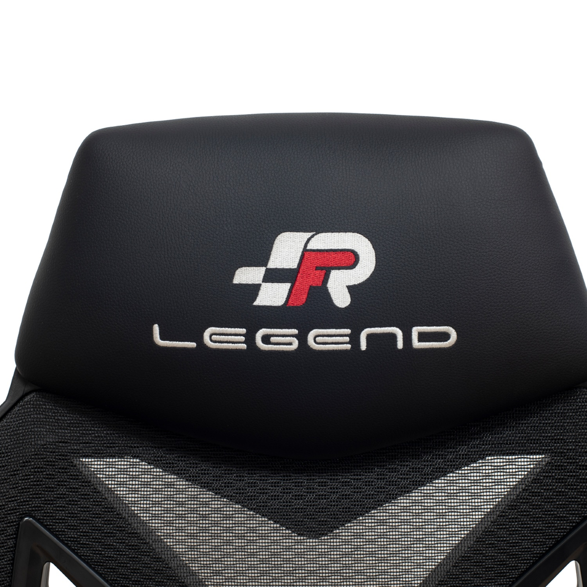 Poggiatesta nero con scritta LEGEND bianca e logo racing.