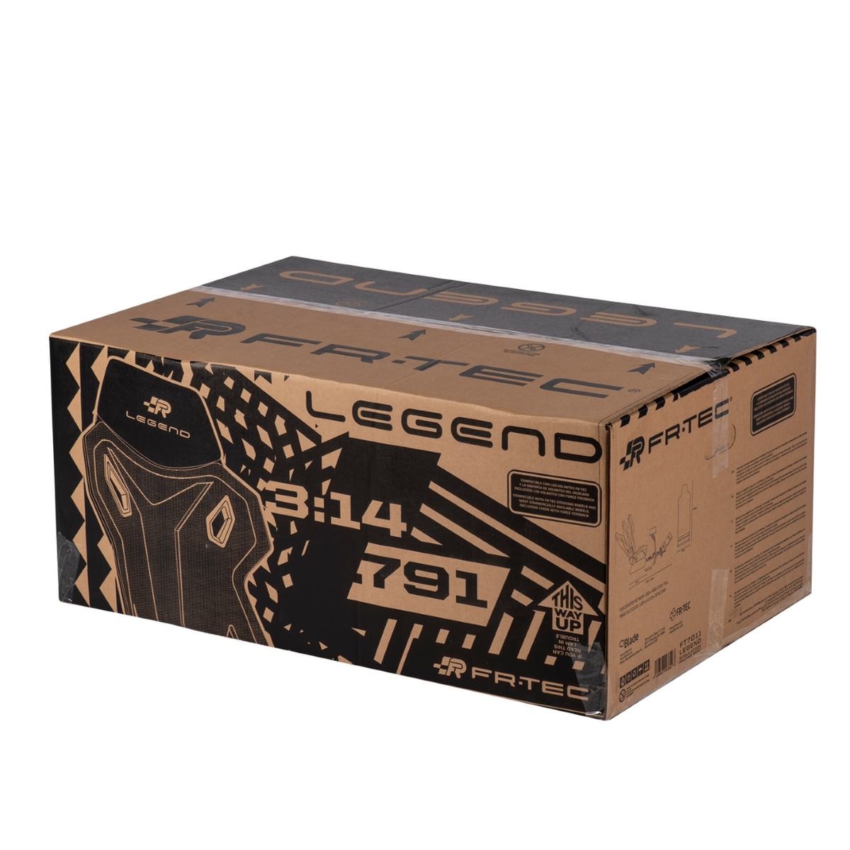 Scatola di cartone con stampa nera del marchio Legend, numero modello 314791 e altri dettagli.