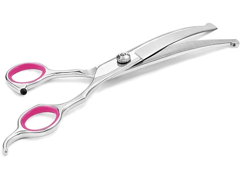 INF Hundeschere gebogen 19 cm Silber/Rosa Hundeschere