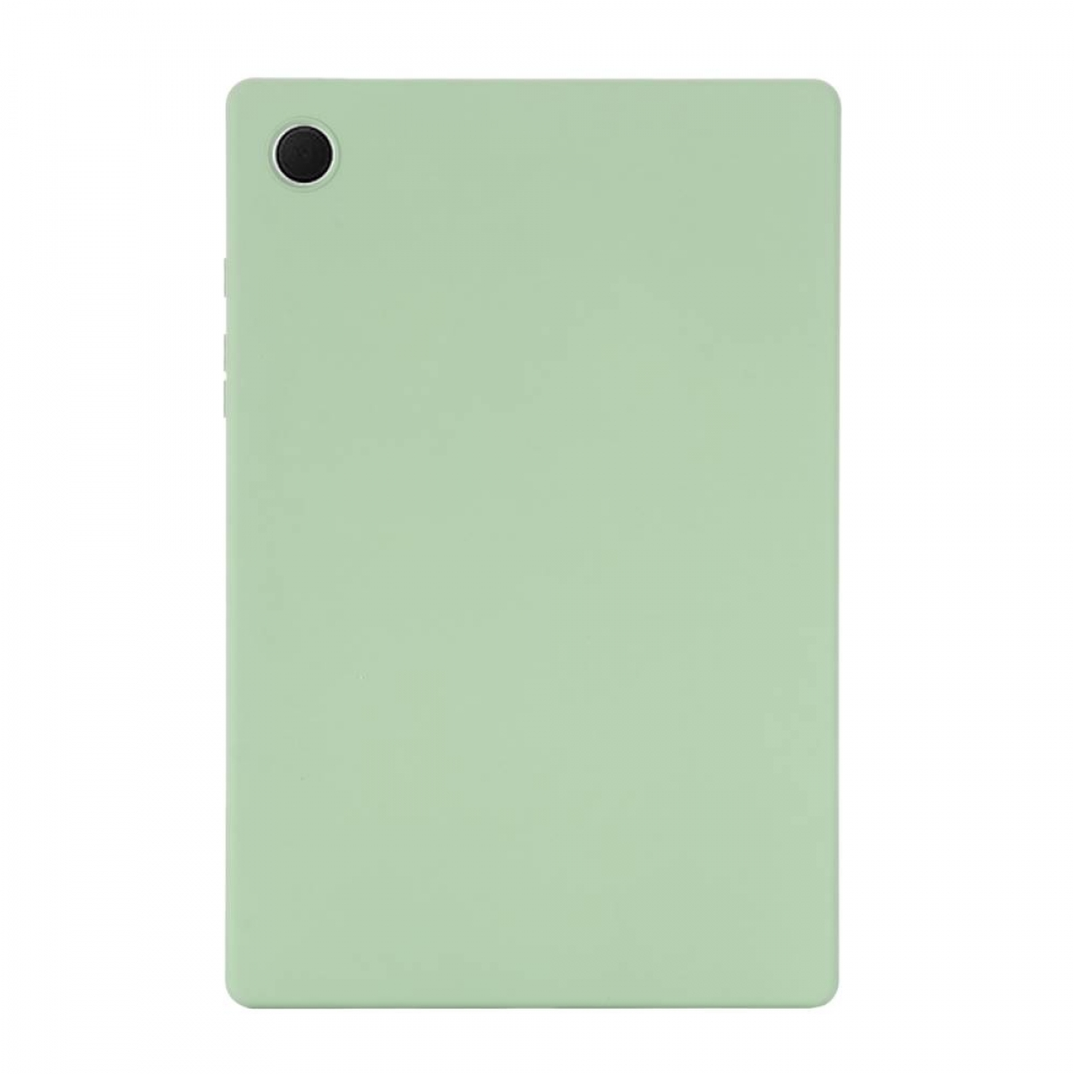 Ein grünes Tablet von hinten, mit Kamera und Tasten an der Seite.