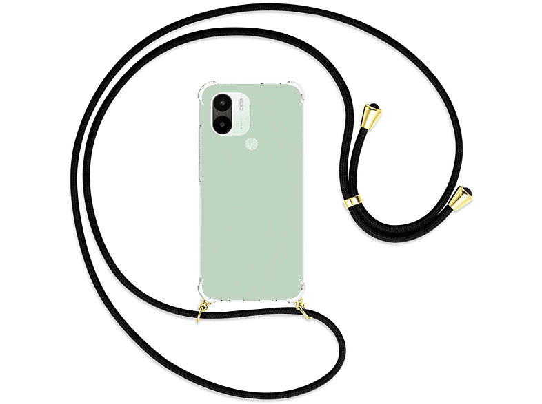 MORE Redmi A2 Kordel, Xiaomi, Schwarz Backcover, gold Umhänge-Hülle Plus, Plus, MTB mit ENERGY / A1