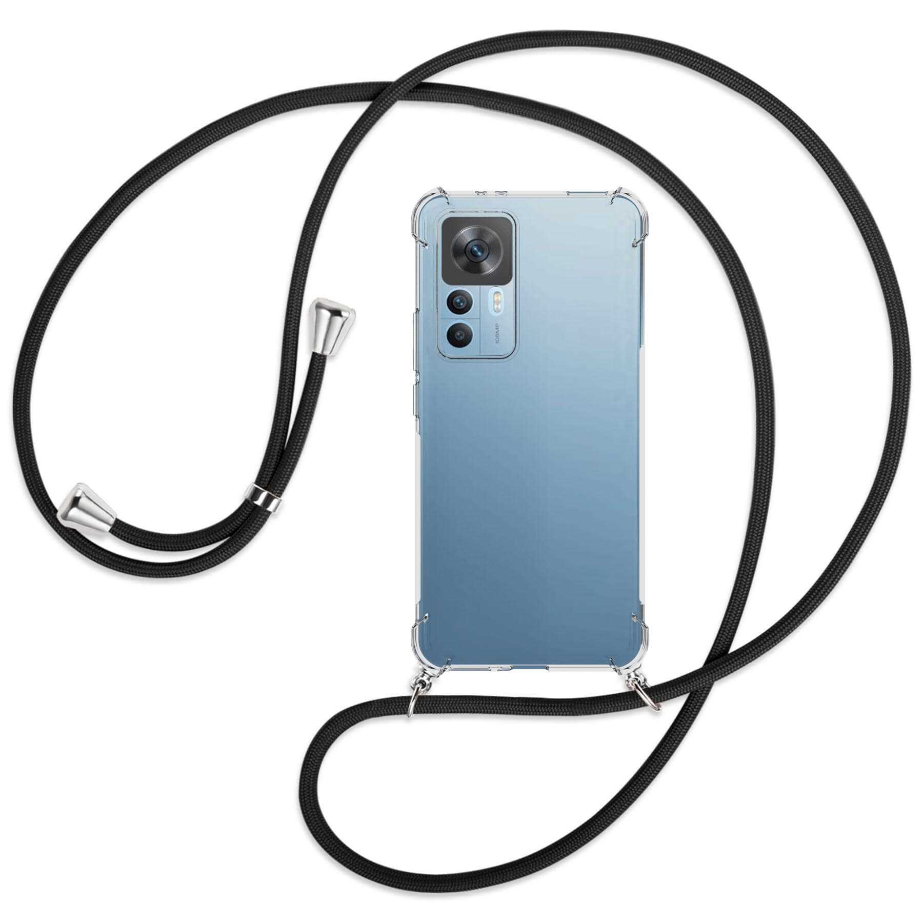 MTB MORE Umhänge-Hülle Backcover, / Xiaomi, 12T, silber mit ENERGY Schwarz Kordel