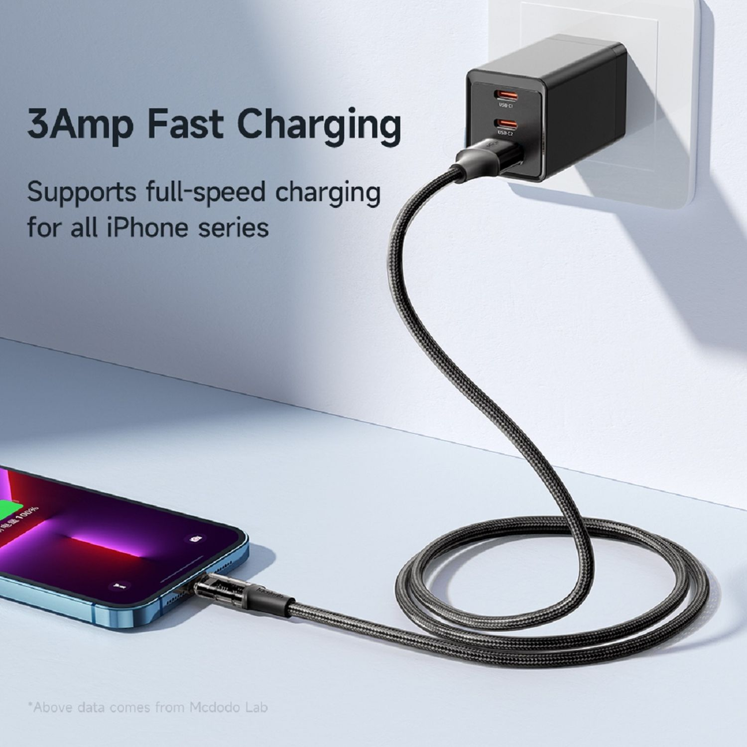 Telefon wird mit 3Amp Schnellladegerät geladen.