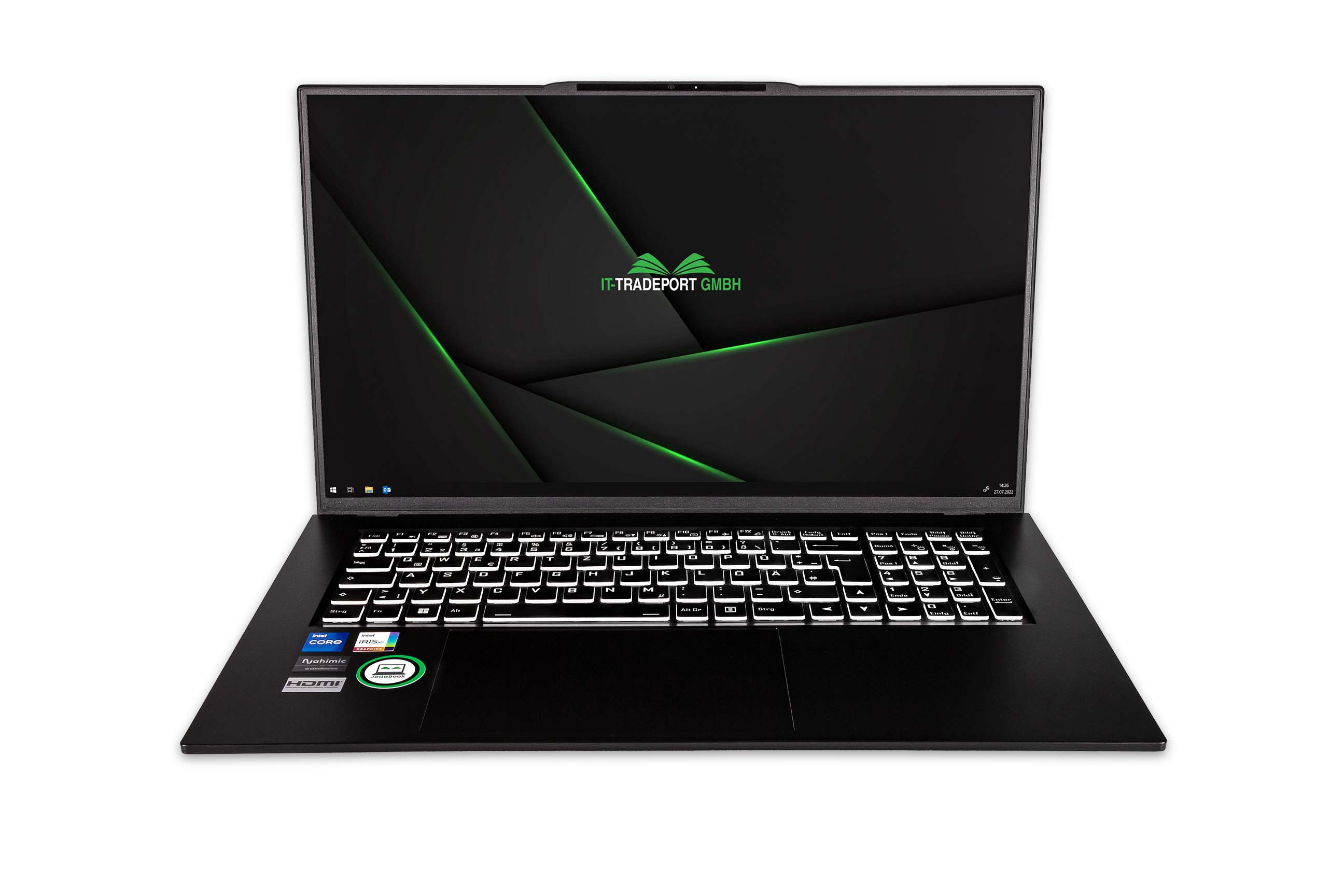 IT-TRADEPORT JodaBook Notebook Intel® mit Iris 17,3 500 GB Core™ D17, Schwarz 32 i3 Xe Graphics, eingerichtet, Display, fertig RAM, Intel Prozessor, \'Pro\' GB G7 Zoll SSD