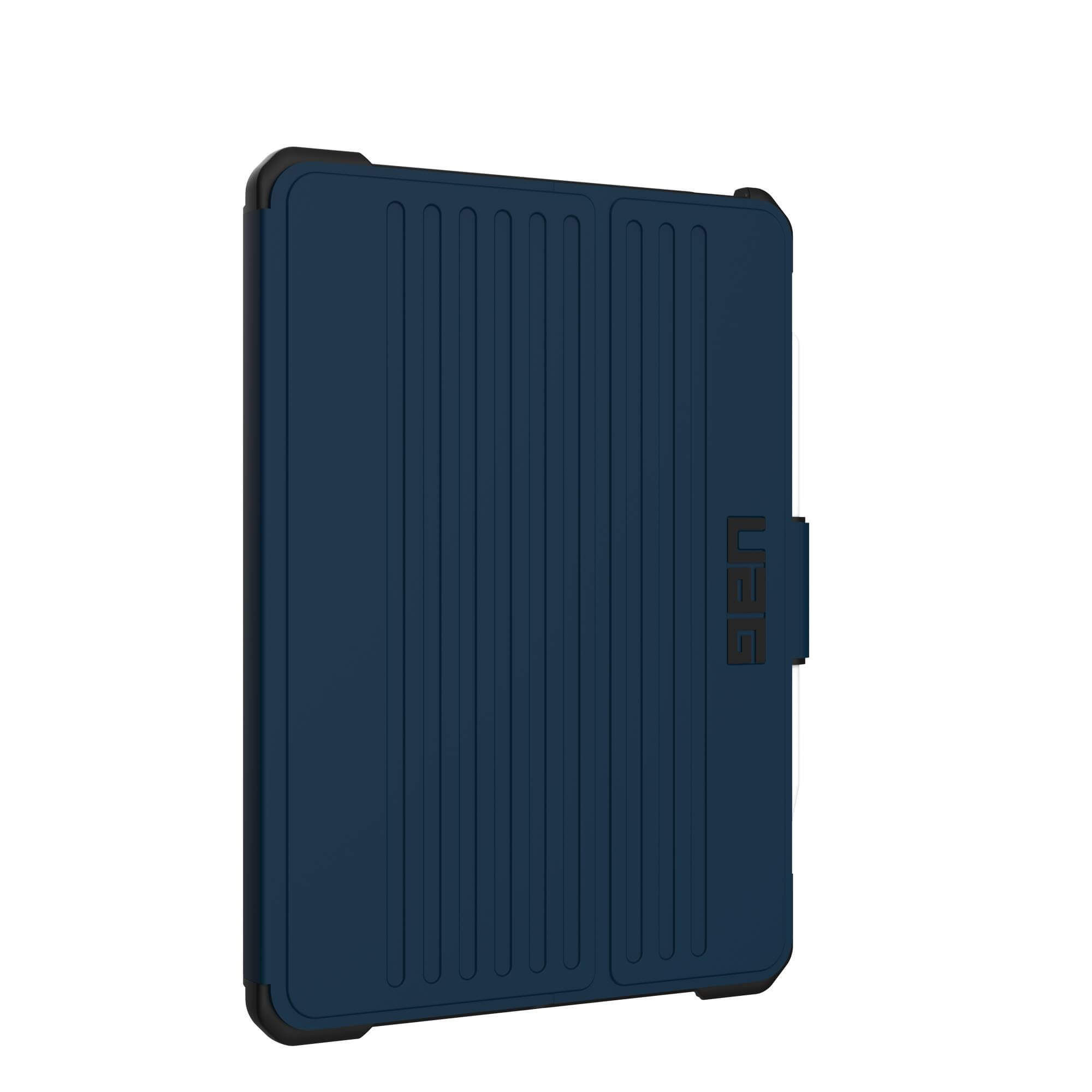 Etui na tablet, granatowy kolor, marka UAG, z żebrowaną teksturą.