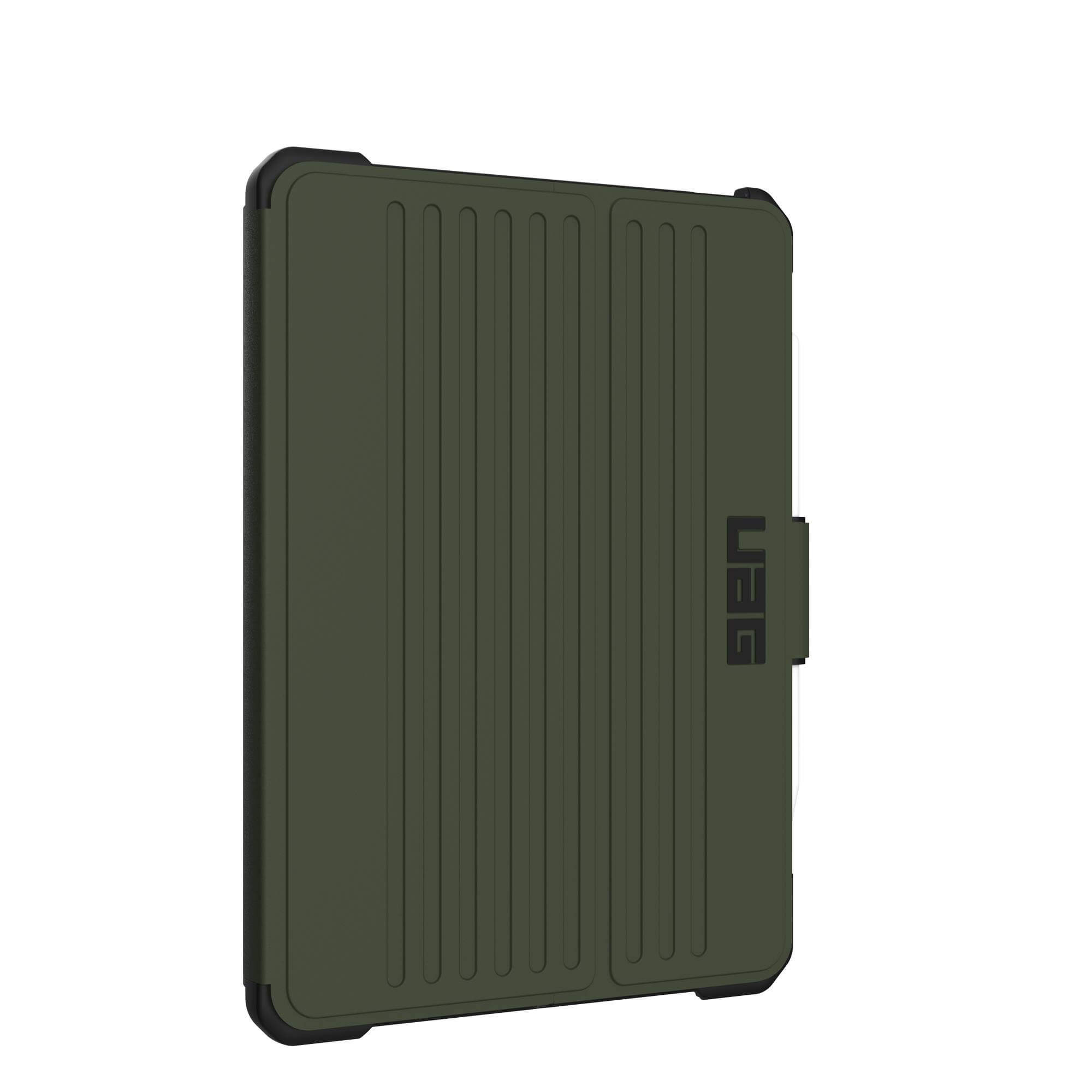 Zielona obudowa tabletu z teksturowaną powierzchnią i logo UAG.