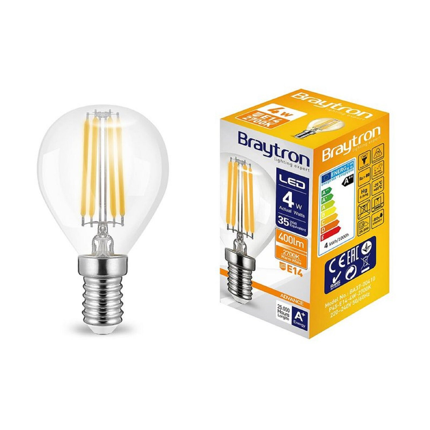 LED-Glühbirne in der Box, weißer Hintergrund.