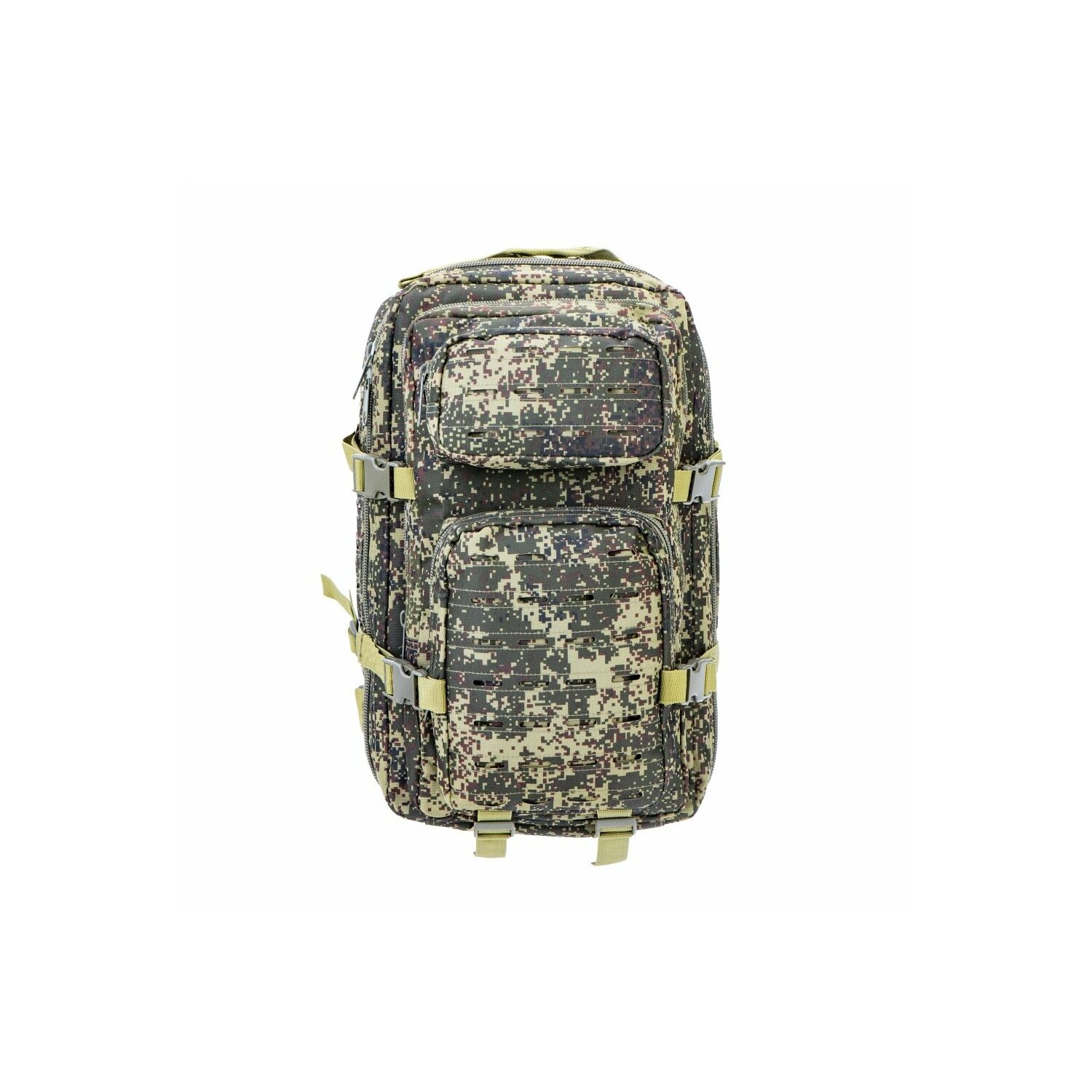Ein Tarnrucksack auf weißem Hintergrund.