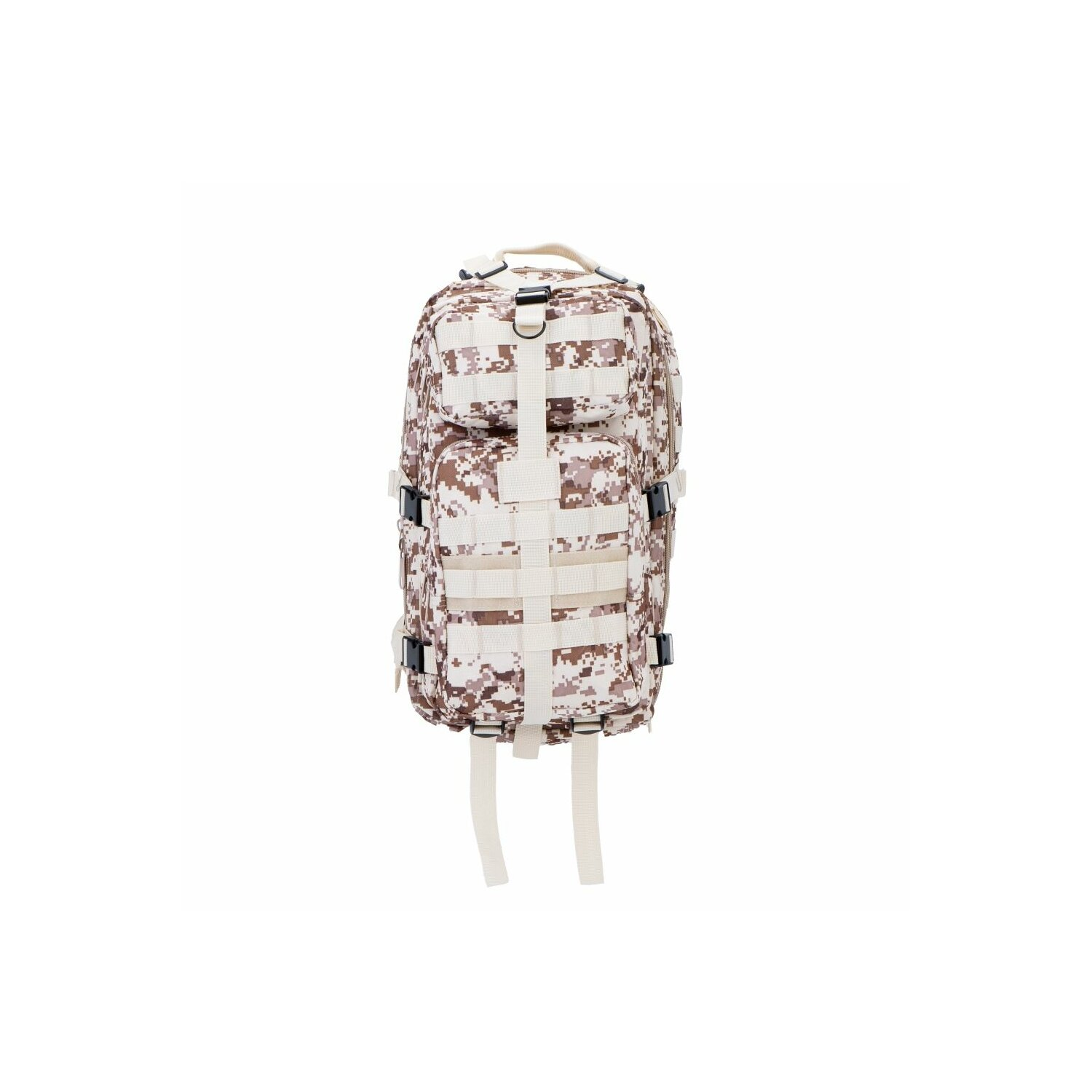 Ein Mann mit schwarzem Rucksack telefoniert.