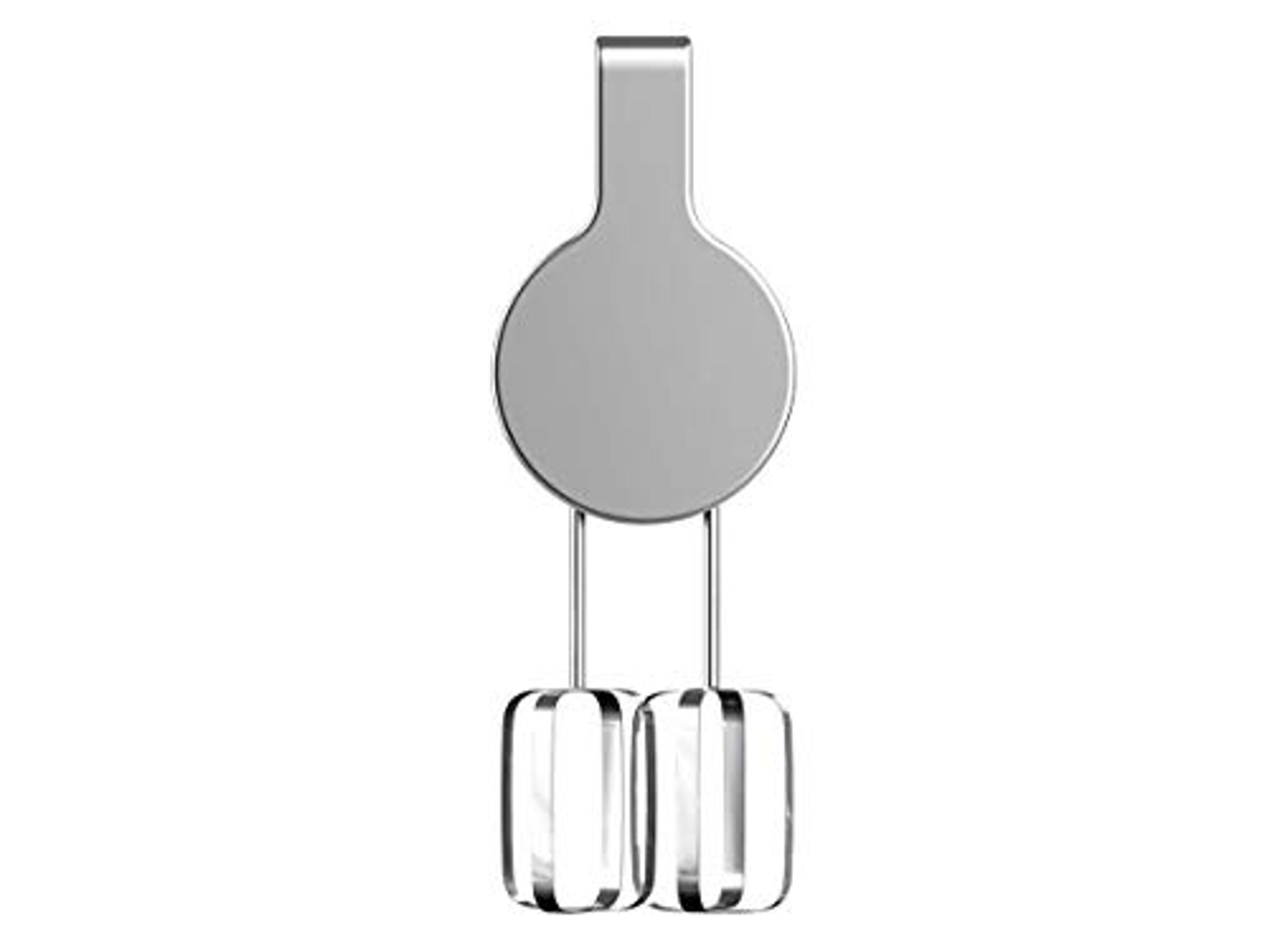 Edelstahl-Handmixer-Klingen vor weißem Hintergrund.