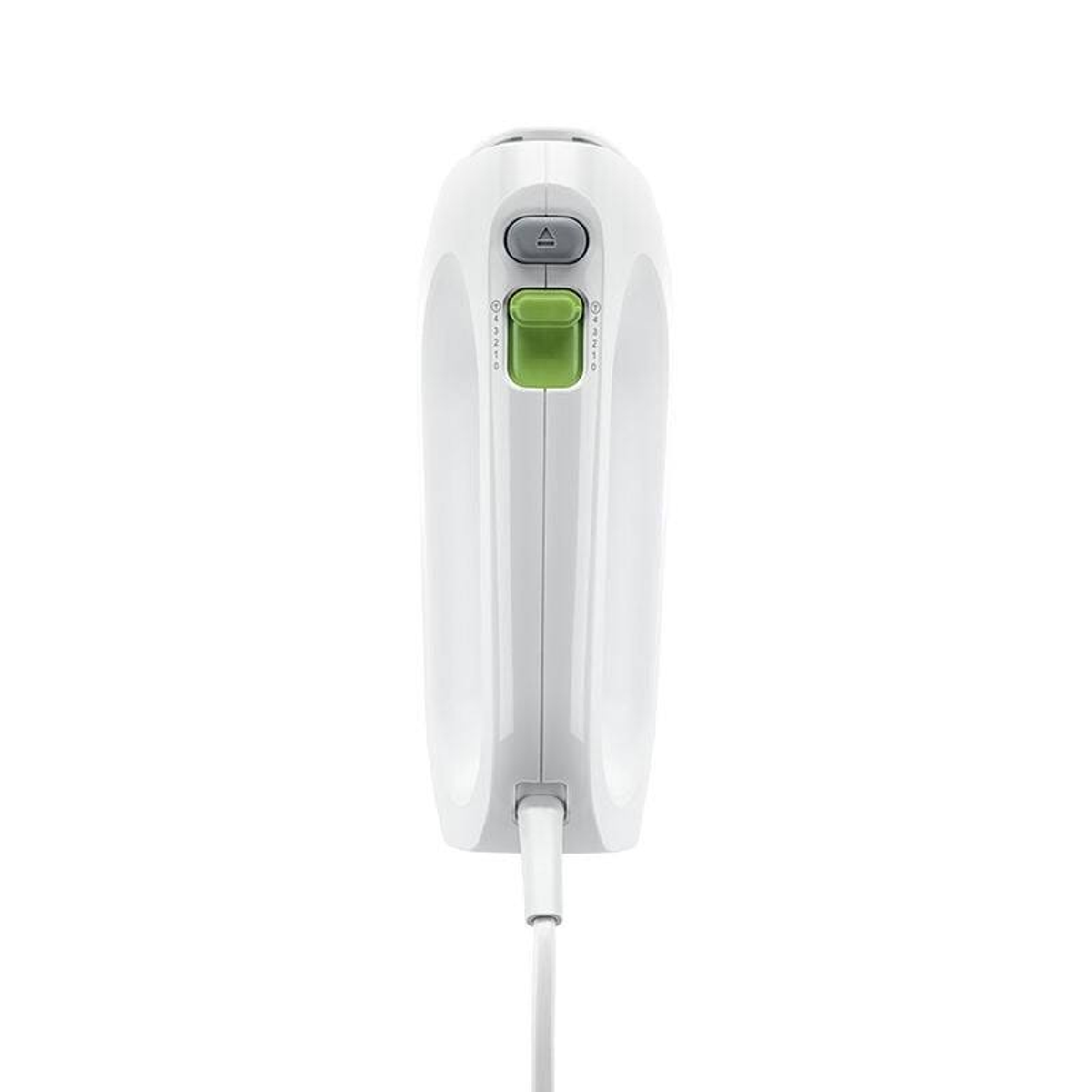 Weiße Wii-Fernbedienung mit Knöpfen und weißem Kabel.