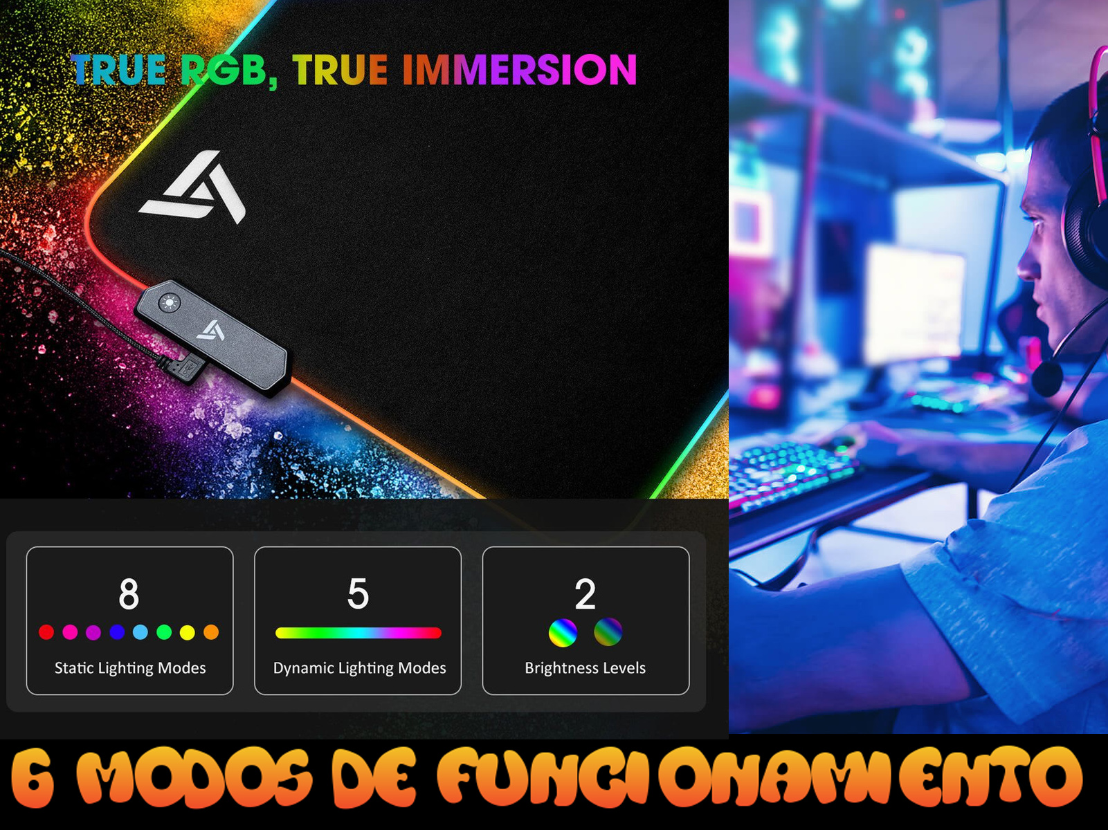 TEKXDD RGB Mouse Pad Gamer Alfombrilla Para Mouse 12 Modos De LED XXL (80 X 30 Cm) Extended, Base De Goma Antideslizante, Mouse Mat Gaming Para Computadoras, PC Y Laptops (Cielo Estrellado