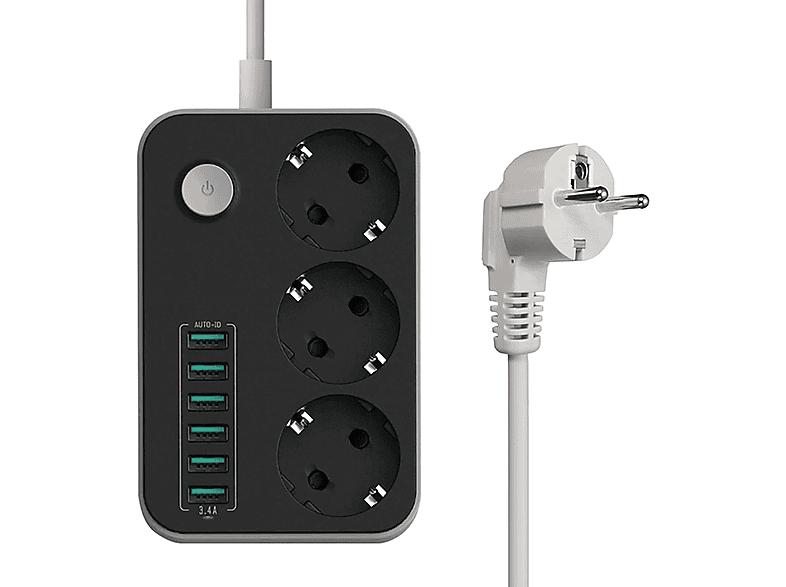 LENCENT Ladron Enchufes, Cargador USB de Pared con 1 Toma de CA Schuko  Europeo de 2 Pines, 1 Puerto Tipo C y 3 Puertos USB, Adaptador Enchufe USB