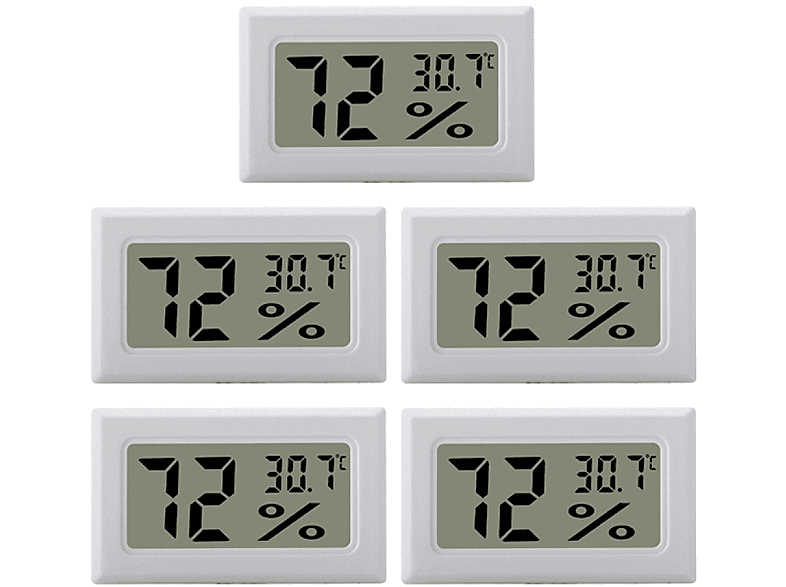 INF Mini-Digital-Hygrometer / Thermometer 5er-Pack Wetterstation