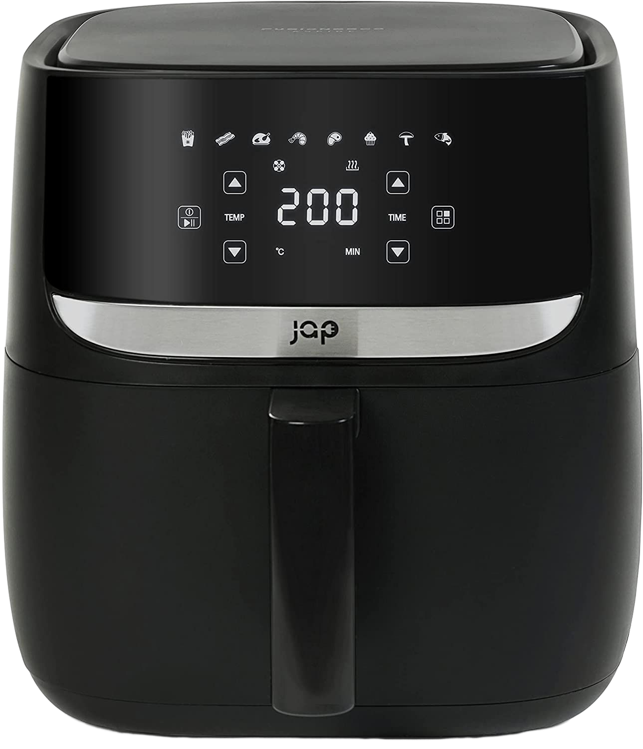 XXL JAP mit Air LED-Touchscreen XXL Schwarz APPLIANCES Airfryer 5,7L Power 8 - Fryer - Watt programmen Heißluftfritteuse Heißluftfritteuse 1700 1700W, Rezeptheft,