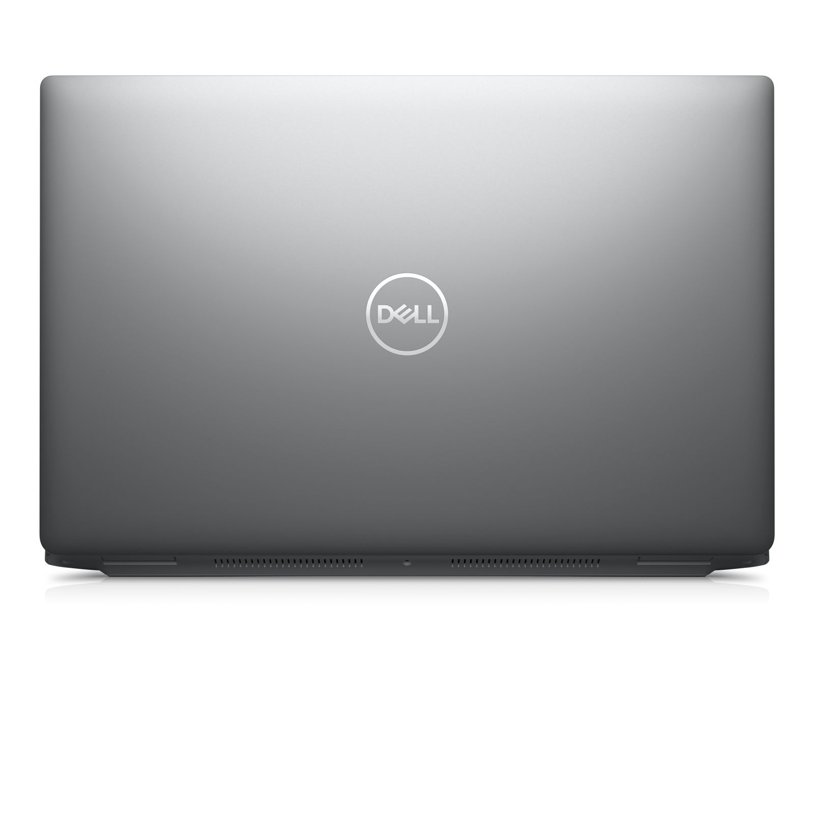 Ein geschlossener grauer Laptop mit einem Dell-Logo auf der Oberseite.