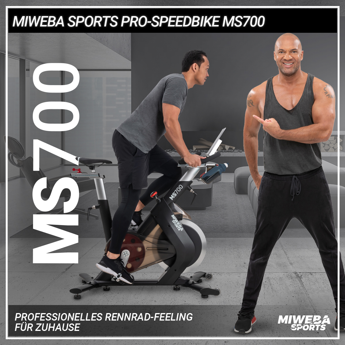 MIWEBA SPORTS Heimtrainer MS700 Fitnessfahrrad, Fahrradtrainer, schwarz Cycle, Indoor Pro-Speedbike