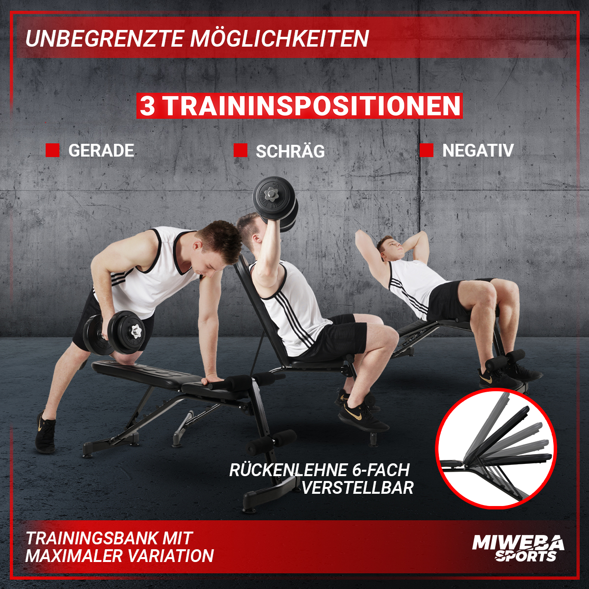 schwarz SPORTS MIWEBA PowerRope MB200 Hantelbank, Kraftstation