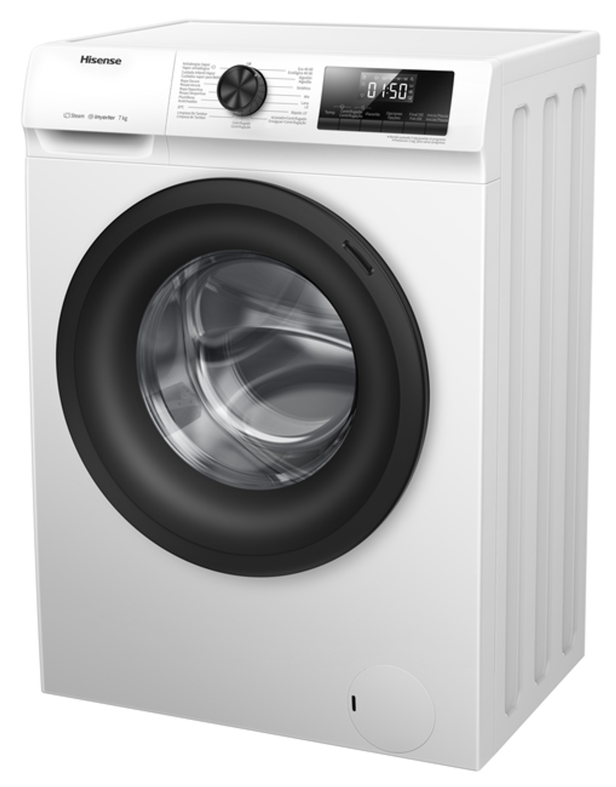 HISENSE WFQP7012EVM Lavatrice, Caricamento frontale, 7 kg, 15 programmi, Profondità 460 mm, Giri 1200 rpm, Bianco, livello rumorosità centrifuga 58 dB(A), Classe C
