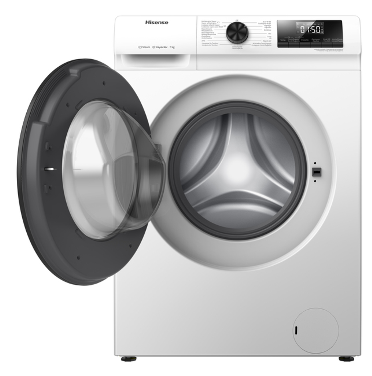 HISENSE WFQP7012EVM Lavatrice, Caricamento frontale, 7 kg, 15 programmi, Profondità 460 mm, Giri 1200 rpm, Bianco, livello rumorosità centrifuga 58 dB(A), Classe C
