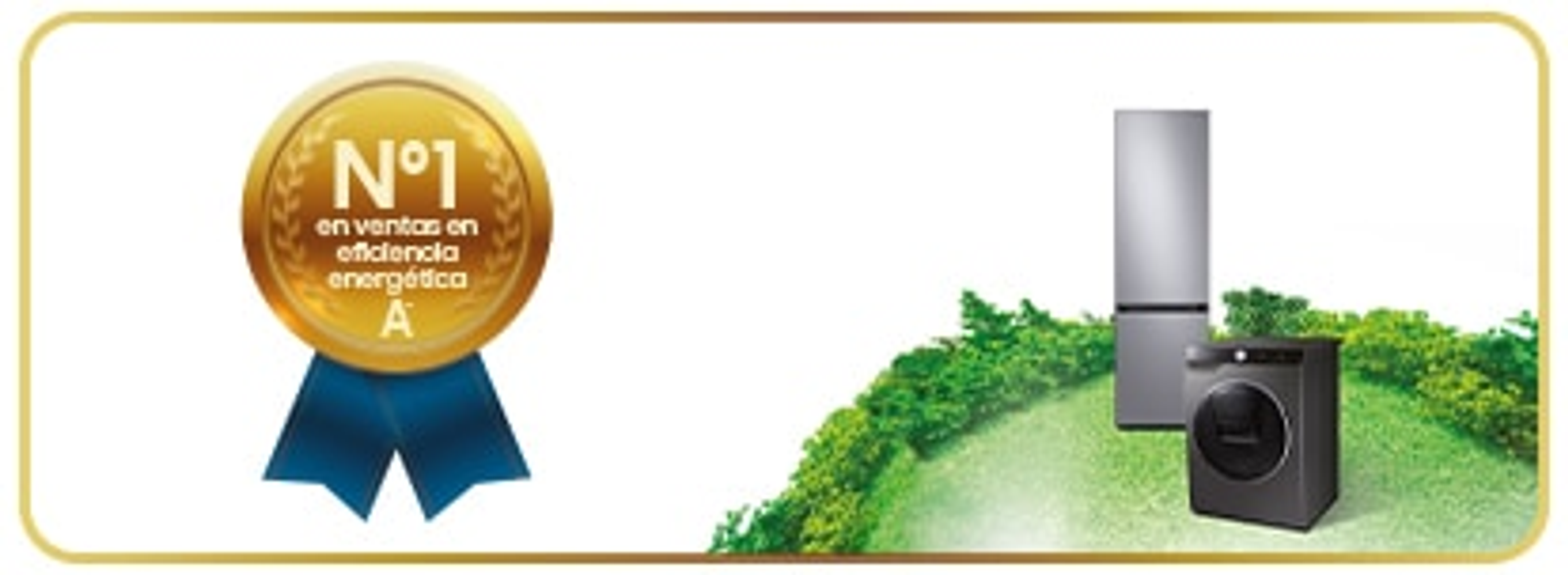 Sigillo vincente con testo 'N°1' in oro, con frigorifero e lavatrice.