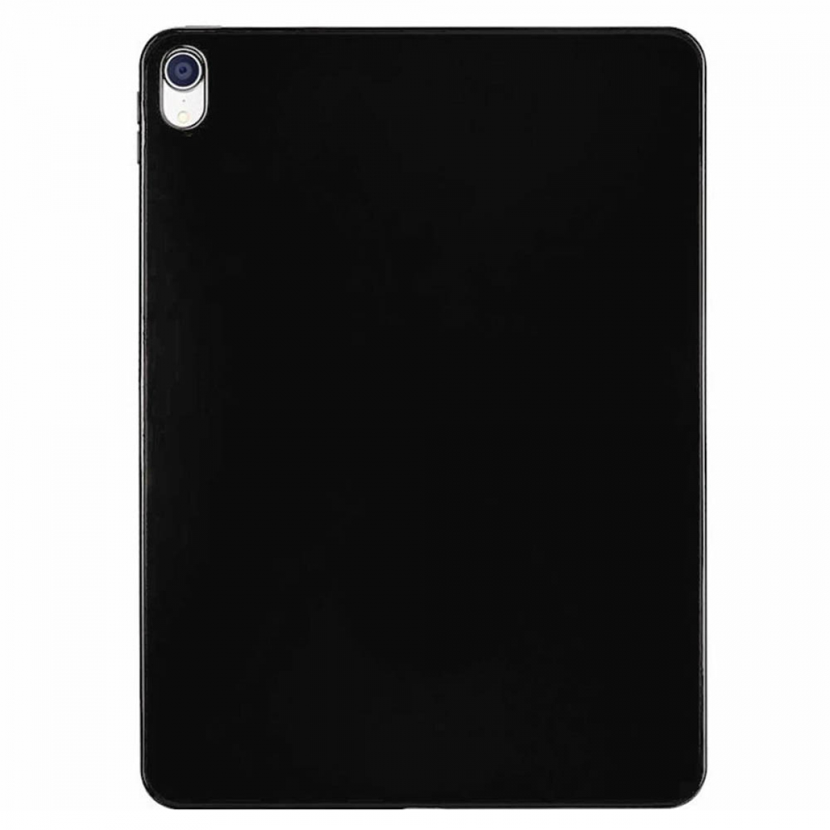Ein schwarzes iPad mit Kamera auf weißem Hintergrund.