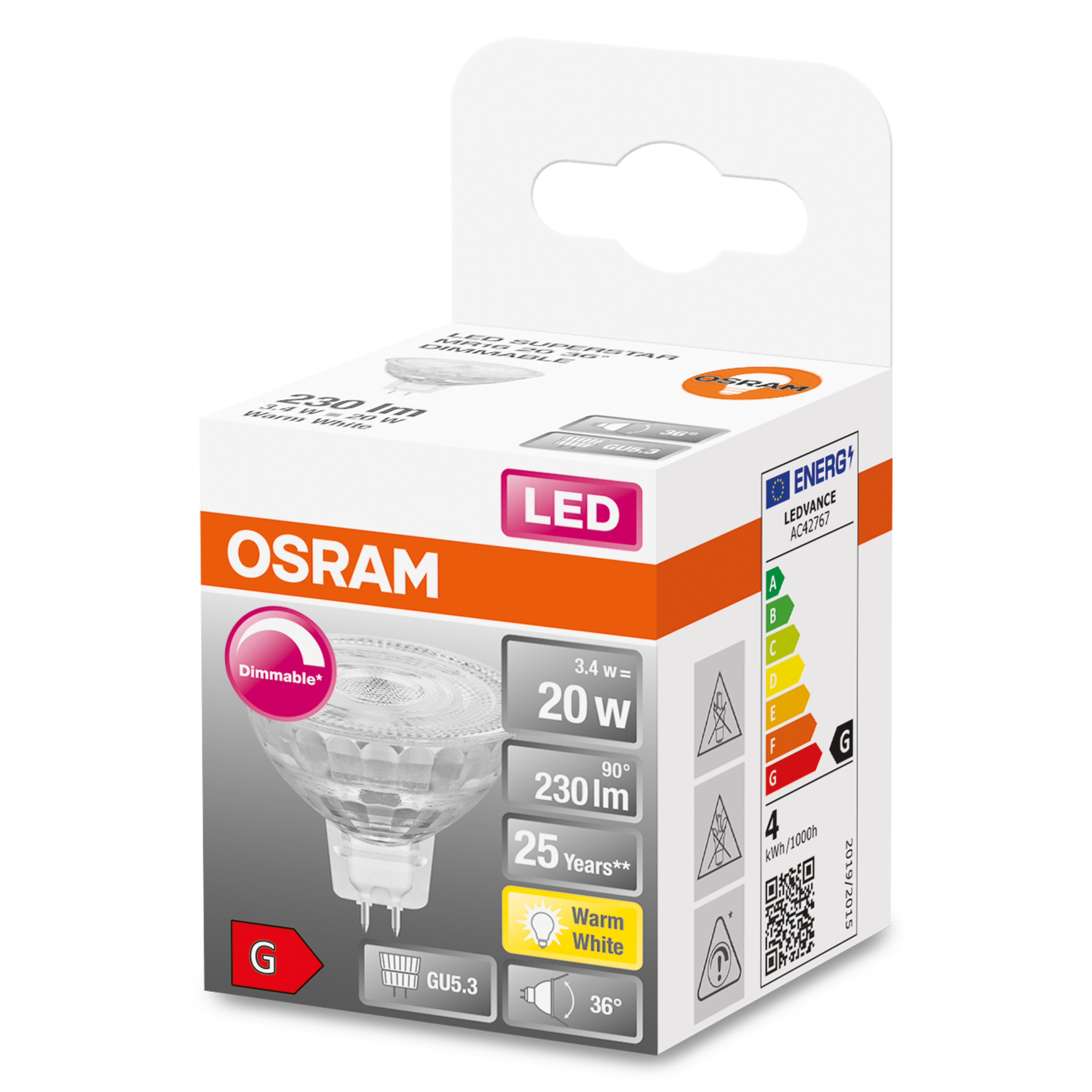 OSRAM  LED 12 230 Kaltweiß LED MR16 Lampe SUPERSTAR V Lumen