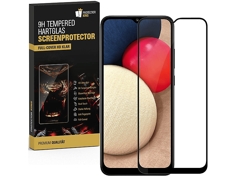 COVER PROTECTORKING KLAR Displayschutzfolie(für 1x A02s) HD Schutzglas Galaxy Hartglas Samsung 9H FULL