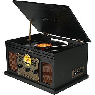 Tocadiscos  - Century PRIXTON, Bluetooth, USB, tarjeta SD, radio, CD y casete., 33 1/3, 45 y 78 rpm, Negro