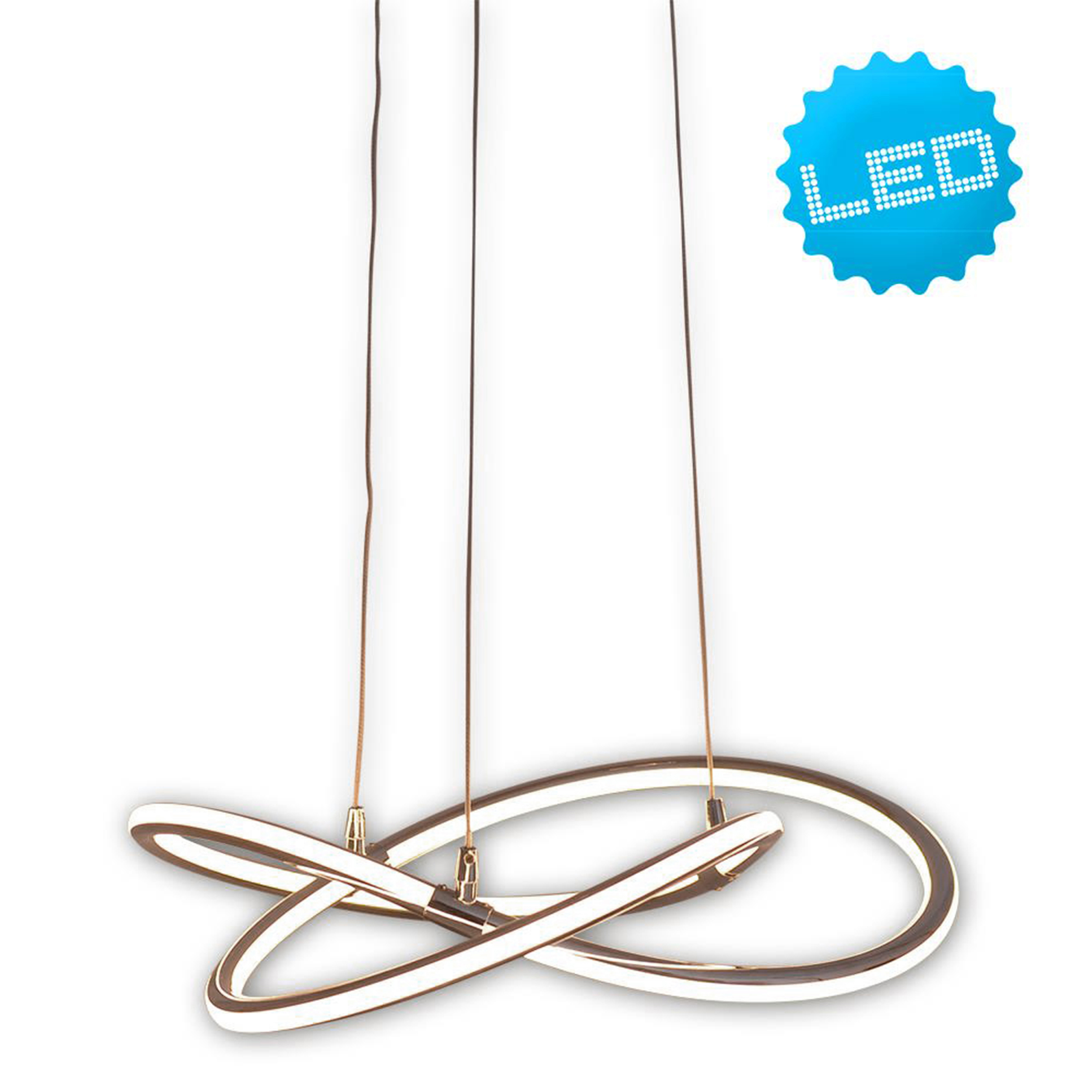Moderne LED-Pendelleuchte mit Ringdesign, von der Decke hängend.