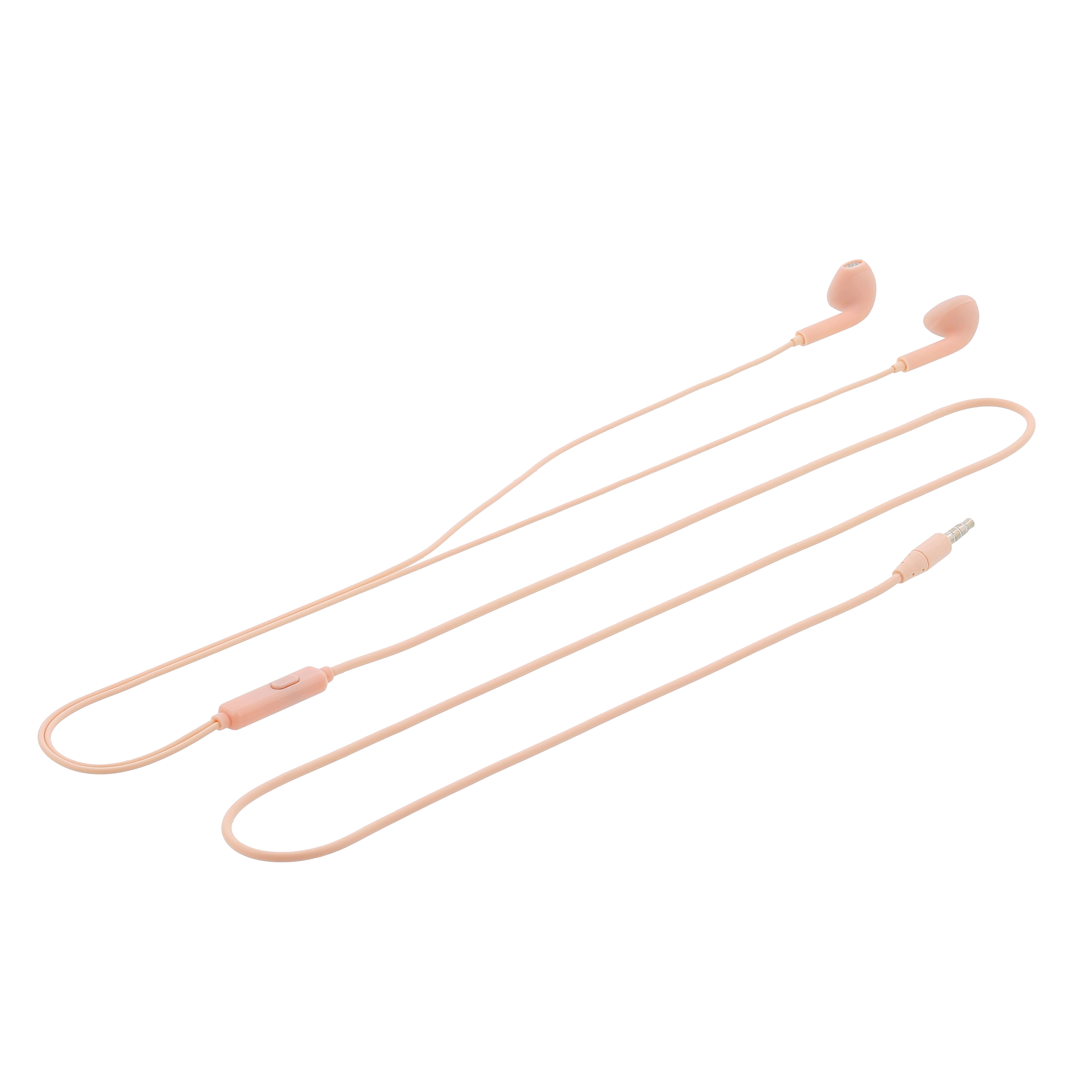 Auricolari rosa con controllo e connettore rosa.